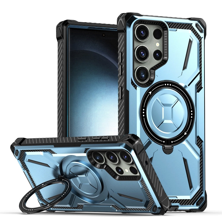 For Samsung Galaxy S24 Ultra 5G Armor Series Holder Phone Case(Blue) - Galaxy S24 Ultra 5G Cases by PMC TechLife | Online Shopping South Africa | PMC TechLife