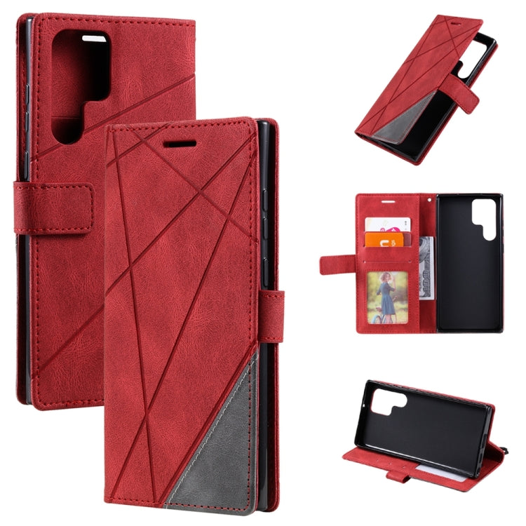 For Samsung Galaxy S24 Ultra 5G Skin Feel Splicing Leather Phone Case(Red) - Galaxy S24 Ultra 5G Cases by PMC TechLife | Online Shopping South Africa | PMC TechLife | Buy Now Pay Later Mobicred