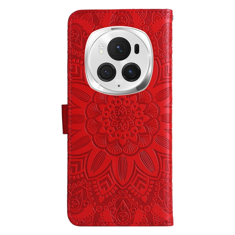 For Honor Magic6 Pro Embossed Sunflower Leather Phone Case(Red) - Honor Cases by PMC Jewellery | Online Shopping South Africa | PMC Jewellery | Buy Now Pay Later Mobicred