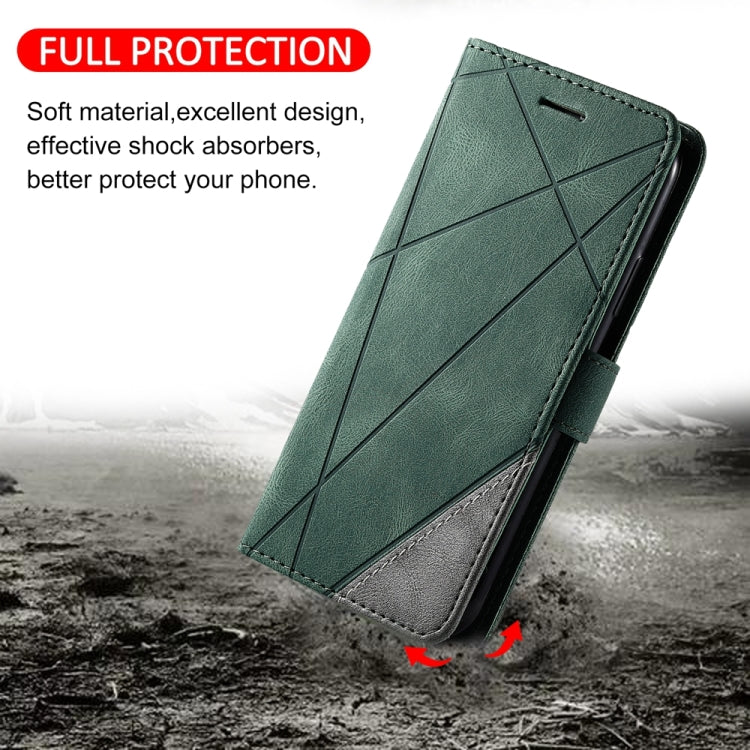For Xiaomi Redmi 13C Skin Feel Splicing Leather Phone Case(Green) - 13C Cases by PMC TechLife | Online Shopping South Africa | PMC TechLife