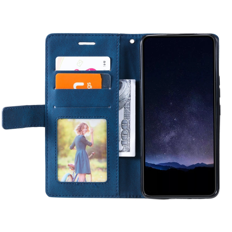 For OPPO A58 4G Skin Feel Splicing Leather Phone Case(Blue) - OPPO Cases by PMC TechLife | Online Shopping South Africa | PMC TechLife