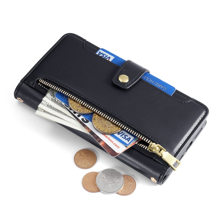 For Nokia G11 Plus Lite Sheep Texture Cross-body Zipper Wallet Leather Phone Case(Black) - Nokia Cases by PMC TechLife | Online Shopping South Africa | PMC TechLife | Buy Now Pay Later Mobicred