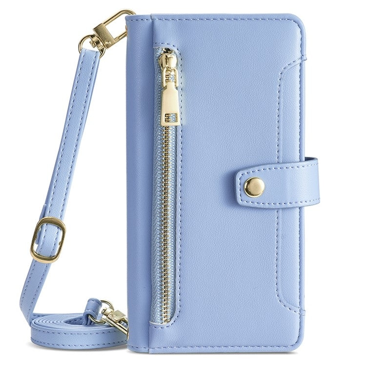 For Honor Magic6 Pro 5G Sheep Texture Cross-body Zipper Wallet Leather Phone Case(Blue) - Honor Cases by PMC Jewellery | Online Shopping South Africa | PMC Jewellery | Buy Now Pay Later Mobicred