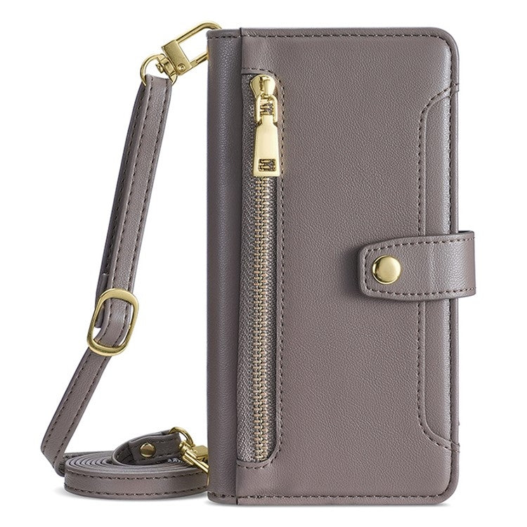 For Honor Magic6 5G Sheep Texture Cross-body Zipper Wallet Leather Phone Case(Grey) - Honor Cases by PMC TechLife | Online Shopping South Africa | PMC TechLife | Buy Now Pay Later Mobicred