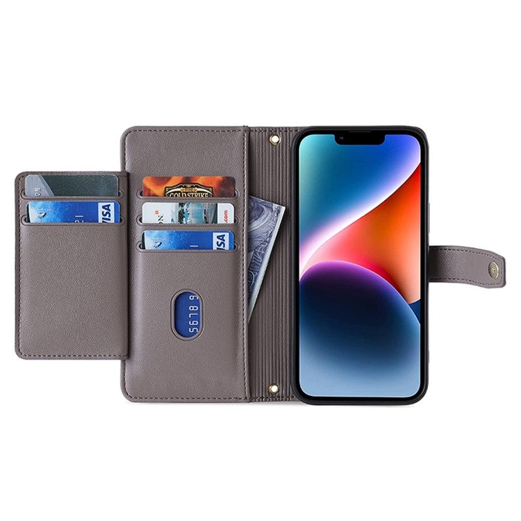 For Honor Magic6 5G Sheep Texture Cross-body Zipper Wallet Leather Phone Case(Grey) - Honor Cases by PMC TechLife | Online Shopping South Africa | PMC TechLife | Buy Now Pay Later Mobicred