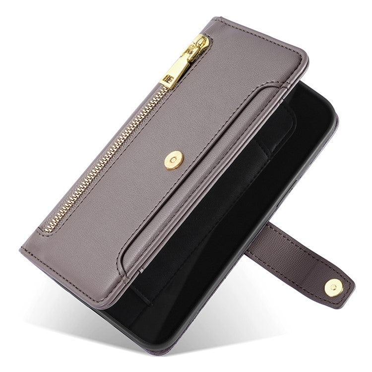 For Honor Play 60 Plus Sheep Texture Cross-body Zipper Wallet Leather Phone Case(Grey) - Honor Cases by PMC TechLife | Online Shopping South Africa | PMC TechLife | Buy Now Pay Later Mobicred