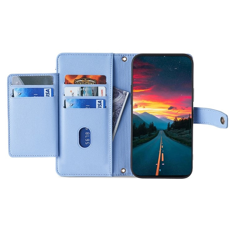 For Honor 200 5G Sheep Texture Cross-body Zipper Wallet Leather Phone Case(Blue) - Honor Cases by PMC TechLife | Online Shopping South Africa | PMC TechLife | Buy Now Pay Later Mobicred