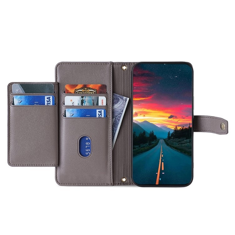 For Honor 200 Pro 5G Sheep Texture Cross-body Zipper Wallet Leather Phone Case(Grey) - Honor Cases by PMC TechLife | Online Shopping South Africa | PMC TechLife | Buy Now Pay Later Mobicred