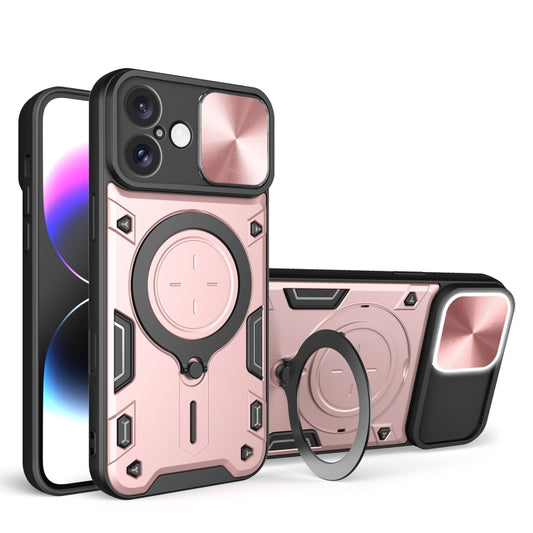 For iPhone 16 Plus CD Texture Sliding Camshield Magnetic Holder Phone Case(Pink) - iPhone 16 Plus Cases by PMC Jewellery | Online Shopping South Africa | PMC Jewellery | Buy Now Pay Later Mobicred