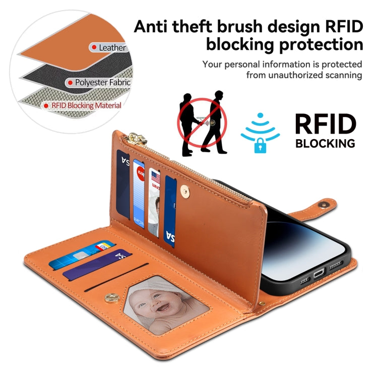 For Google Pixel 8 ESEBLE Star Series Lanyard Zipper Wallet RFID Leather Case(Brown) - free shipping - PMC TechLife - Order now!