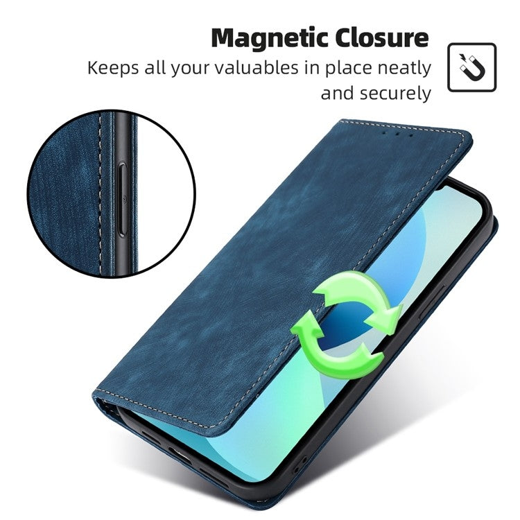 For Honor Magic6 Pro RFID Anti-theft Brush Magnetic Leather Phone Case(Blue) - Honor Cases by PMC Jewellery | Online Shopping South Africa | PMC Jewellery | Buy Now Pay Later Mobicred