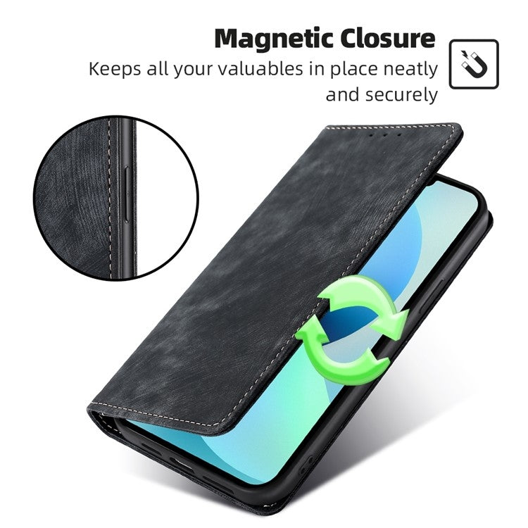 For Huawei Pura 70 Pro / Pro+ RFID Anti-theft Brush Magnetic Leather Phone Case(Black) - Huawei Cases by PMC Jewellery | Online Shopping South Africa | PMC Jewellery | Buy Now Pay Later Mobicred