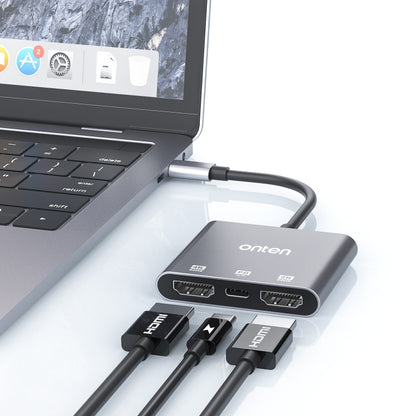 Onten 9175S 3 in 1 USB-C / Type-C to HDMI Adapter(Grey) - Cable & Adapters by Onten | Online Shopping South Africa | PMC Jewellery | Buy Now Pay Later Mobicred