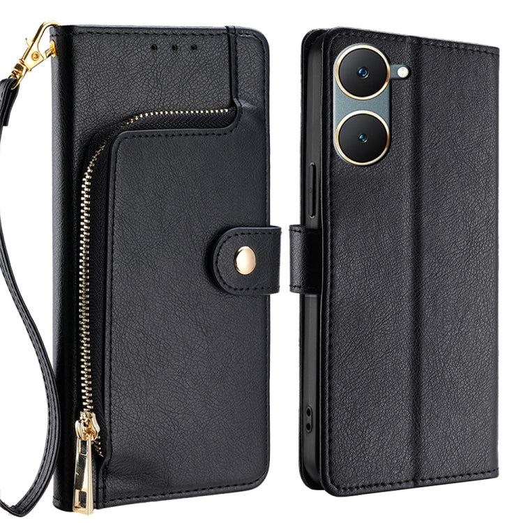 For vivo Y03 4G Zipper Bag Leather Phone Case(Black) - vivo Cases by PMC TechLife | Online Shopping South Africa | PMC TechLife | Buy Now Pay Later Mobicred