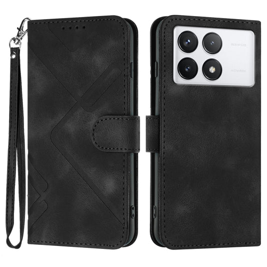 For Xiaomi Redmi K70 Line Pattern Skin Feel Leather Phone Case(Black) - K70 Cases by PMC Jewellery | Online Shopping South Africa | PMC Jewellery | Buy Now Pay Later Mobicred