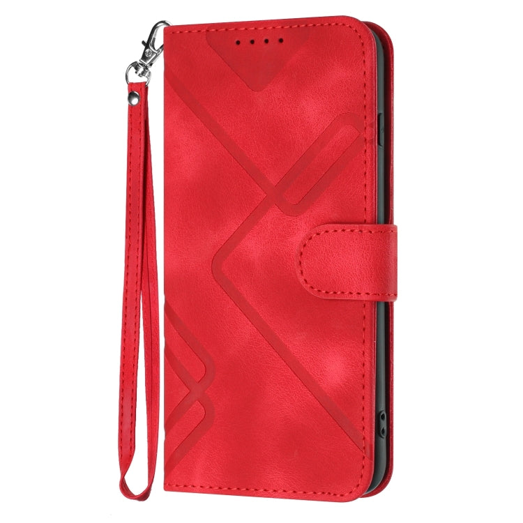 For Xiaomi Redmi Note 13 4G Line Pattern Skin Feel Leather Phone Case(Red) - Note 13 Cases by PMC TechLife | Online Shopping South Africa | PMC TechLife | Buy Now Pay Later Mobicred