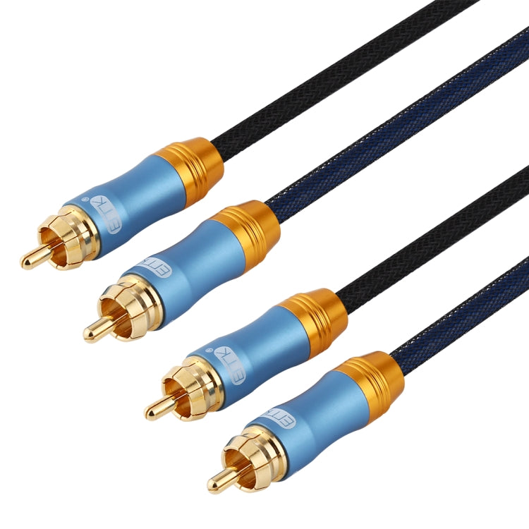 EMK 2 x RCA Male to 2 x RCA Male Gold Plated Connector Nylon Braid Coaxial Audio Cable for TV / Amplifier / Home Theater / DVD, Cable Length:3m(Dark Blue) - Audio Optical Cables by EMK | Online Shopping South Africa | PMC Jewellery | Buy Now Pay Later Mobicred