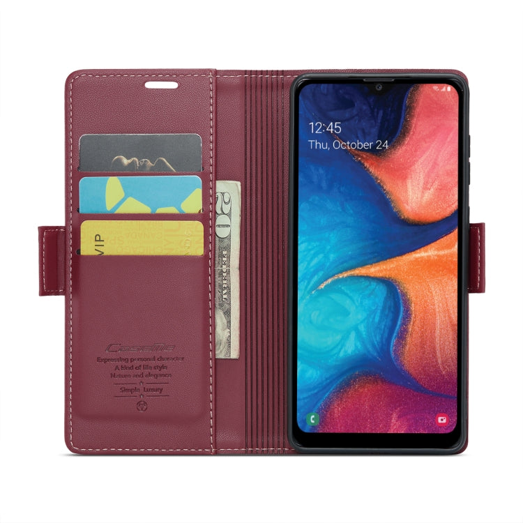 For Samsung Galaxy A20/A30/M10s CaseMe 023 Butterfly Buckle Litchi Texture RFID Anti-theft Leather Phone Case(Wine Red) - Galaxy Phone Cases by CaseMe | Online Shopping South Africa | PMC Jewellery | Buy Now Pay Later Mobicred