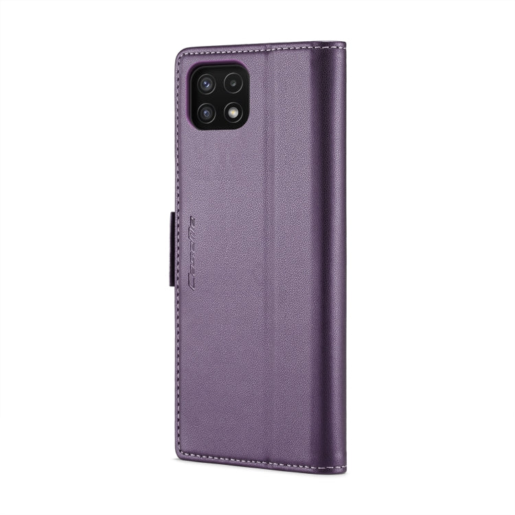 For Samsung Galaxy A22 5G CaseMe 023 Butterfly Buckle Litchi Texture RFID Anti-theft Leather Phone Case(Pearly Purple) - Galaxy Phone Cases by CaseMe | Online Shopping South Africa | PMC Jewellery | Buy Now Pay Later Mobicred