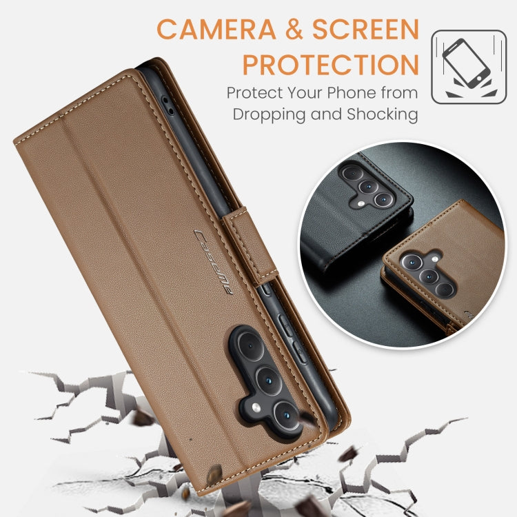 For Samsung Galaxy A35 5G CaseMe 023 Butterfly Buckle Litchi Texture RFID Anti-theft Leather Phone Case(Brown) - Galaxy Phone Cases by CaseMe | Online Shopping South Africa | PMC Jewellery | Buy Now Pay Later Mobicred