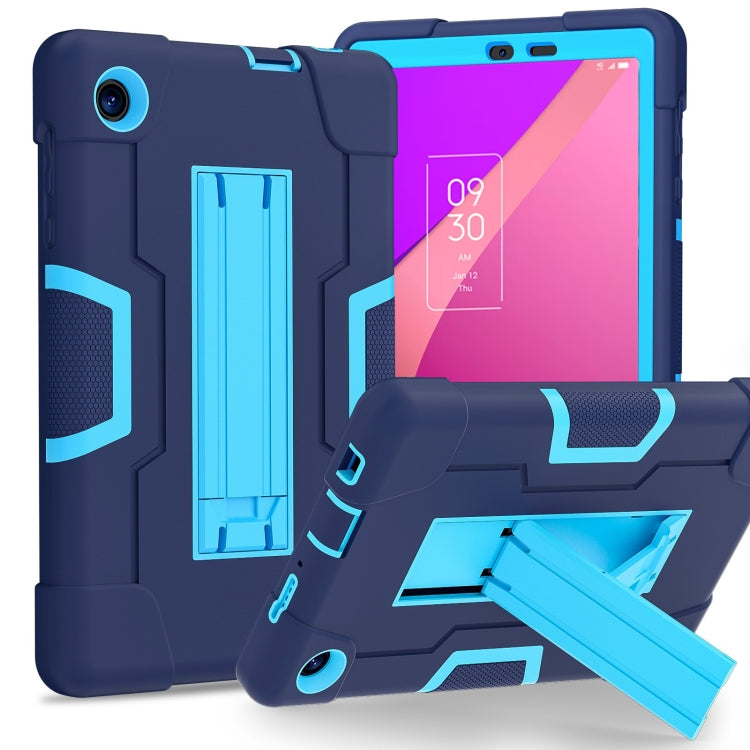 For TCL Tab 8 LE / WiFi Contrast Color Silicone Hybrid PC Tablet Case with Holder(Navy Blue) - Others by PMC TechLife | Online Shopping South Africa | PMC TechLife | Buy Now Pay Later Mobicred