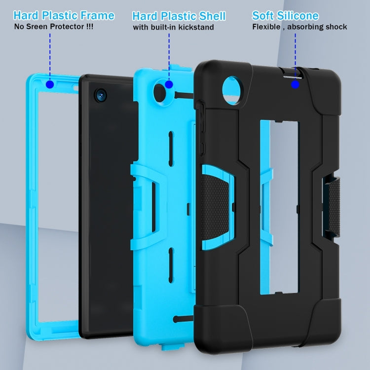 For TCL Tab 8 LE / WiFi Contrast Color Silicone Hybrid PC Tablet Case with Holder(Black Blue) - Others by PMC TechLife | Online Shopping South Africa | PMC TechLife | Buy Now Pay Later Mobicred