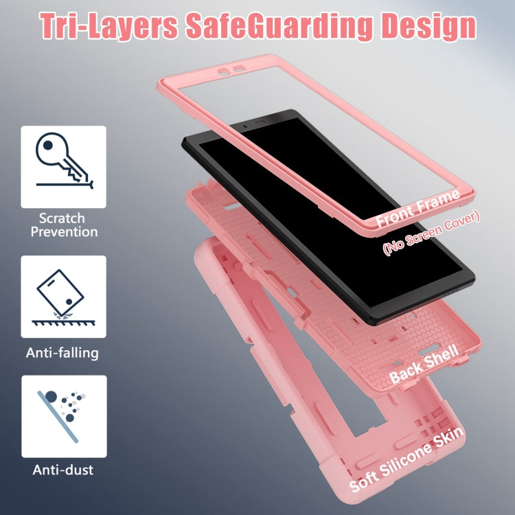 For TCL Tab 8 LE / WiFi Contrast Color Silicone Hybrid PC Tablet Case with Holder(Rose Gold) - Others by PMC TechLife | Online Shopping South Africa | PMC TechLife | Buy Now Pay Later Mobicred