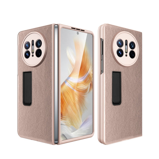 For Huawei Mate X3 Litchi Texture Integrated Shockproof Phone Case with Holder(Gold) - Huawei Cases by PMC Jewellery | Online Shopping South Africa | PMC Jewellery | Buy Now Pay Later Mobicred