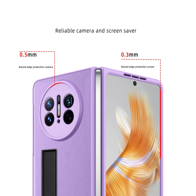 For Huawei Mate X3 Litchi Texture Integrated Shockproof Phone Case with Holder(Purple) - Huawei Cases by PMC TechLife | Online Shopping South Africa | PMC TechLife | Buy Now Pay Later Mobicred