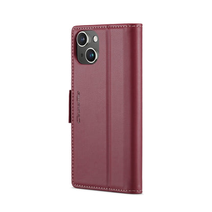 For iPhone 15 Plus CaseMe 023 Butterfly Buckle Litchi Texture RFID Anti-theft Leather Phone Case(Wine Red) - iPhone 15 Plus Cases by CaseMe | Online Shopping South Africa | PMC Jewellery | Buy Now Pay Later Mobicred