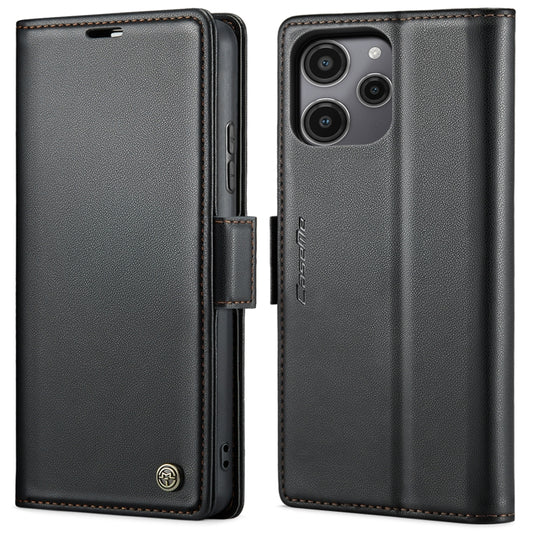 For Xiaomi Redmi 12 4G／12 5G／Note 12R／POCO M6 Pro 5G CaseMe 023 Butterfly Buckle Litchi Texture RFID Anti-theft Leather Phone Case(Black) - Xiaomi Cases by CaseMe | Online Shopping South Africa | PMC Jewellery | Buy Now Pay Later Mobicred