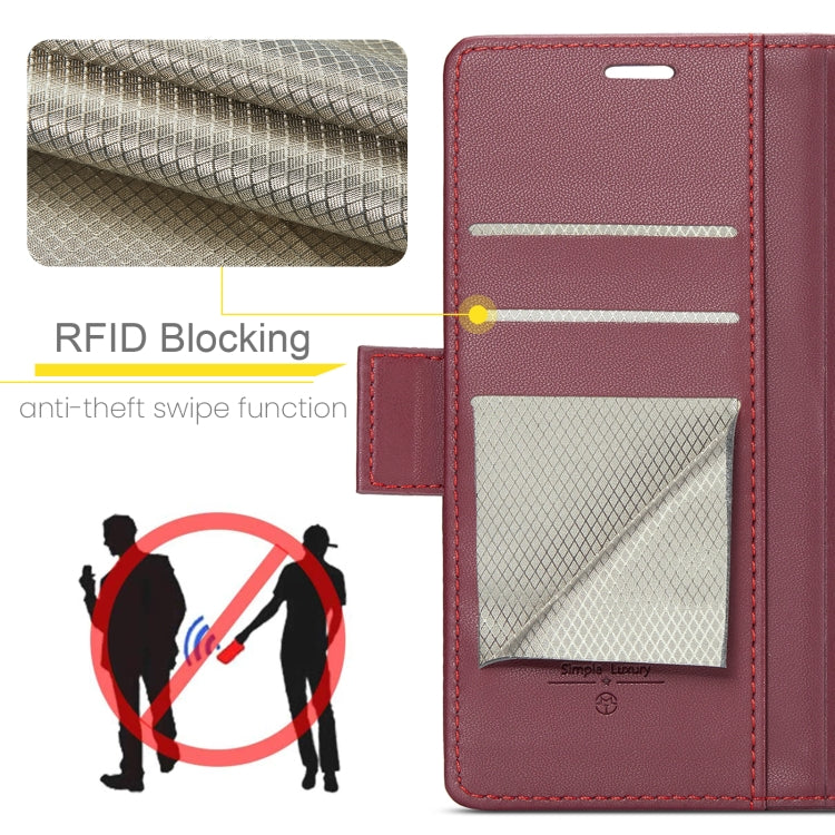 For Xiaomi Redmi 12 4G／12 5G／Note 12R／POCO M6 Pro 5G CaseMe 023 Butterfly Buckle Litchi Texture RFID Anti-theft Leather Phone Case(Wine Red) - Xiaomi Cases by CaseMe | Online Shopping South Africa | PMC Jewellery | Buy Now Pay Later Mobicred