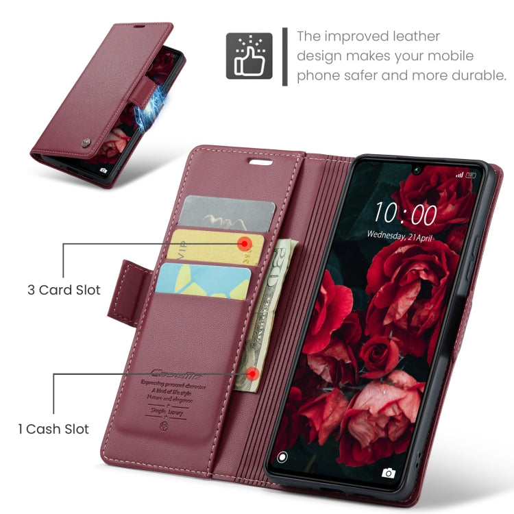 For Xiaomi Redmi 13C 4G / 13C 5G CaseMe 023 Butterfly Buckle Litchi Texture RFID Anti-theft Leather Phone Case(Wine Red) - Xiaomi Cases by CaseMe | Online Shopping South Africa | PMC Jewellery | Buy Now Pay Later Mobicred