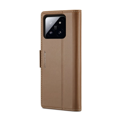 For Xiaomi 14 Pro CaseMe 023 Butterfly Buckle Litchi Texture RFID Anti-theft Leather Phone Case(Brown) - 14 Pro Cases by CaseMe | Online Shopping South Africa | PMC Jewellery | Buy Now Pay Later Mobicred