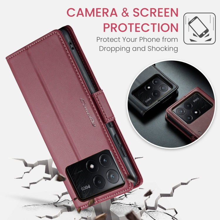 For Xiaomi Poco X6 Pro 5G/Redmi K70E 5G CaseMe 023 Butterfly Buckle Litchi Texture RFID Anti-theft Leather Phone Case(Wine Red) - K70E Cases by CaseMe | Online Shopping South Africa | PMC Jewellery | Buy Now Pay Later Mobicred