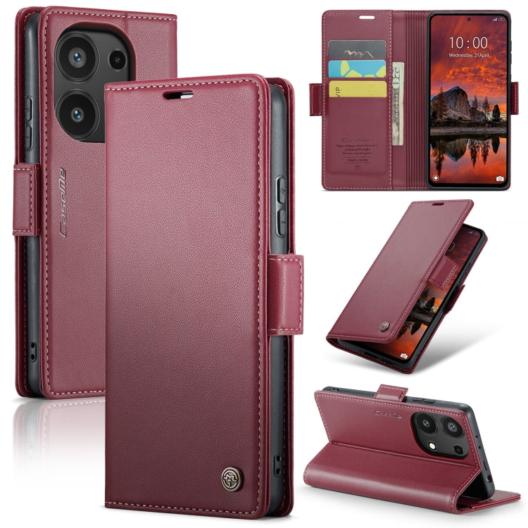 For Xiaomi Redmi Note 13 Pro 4G CaseMe 023 Butterfly Buckle Litchi Texture RFID Anti-theft Leather Phone Case(Wine Red) - Xiaomi Cases by CaseMe | Online Shopping South Africa | PMC Jewellery | Buy Now Pay Later Mobicred