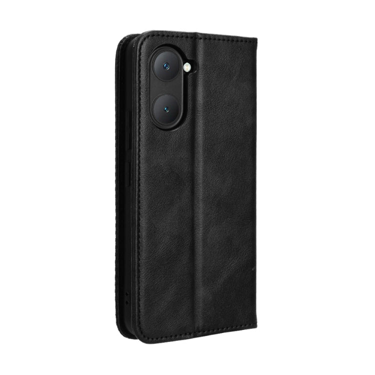 For vivo Y03 4G Magnetic Buckle Retro Texture Leather Phone Case(Black) - vivo Cases by PMC Jewellery | Online Shopping South Africa | PMC Jewellery | Buy Now Pay Later Mobicred