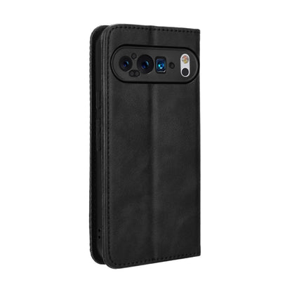 For Google Pixel 9 Magnetic Buckle Retro Texture Leather Phone Case(Black) - Google Cases by PMC Jewellery | Online Shopping South Africa | PMC Jewellery | Buy Now Pay Later Mobicred