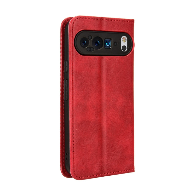 For Google Pixel 9 Magnetic Buckle Retro Texture Leather Phone Case(Red) - Google Cases by PMC Jewellery | Online Shopping South Africa | PMC Jewellery | Buy Now Pay Later Mobicred