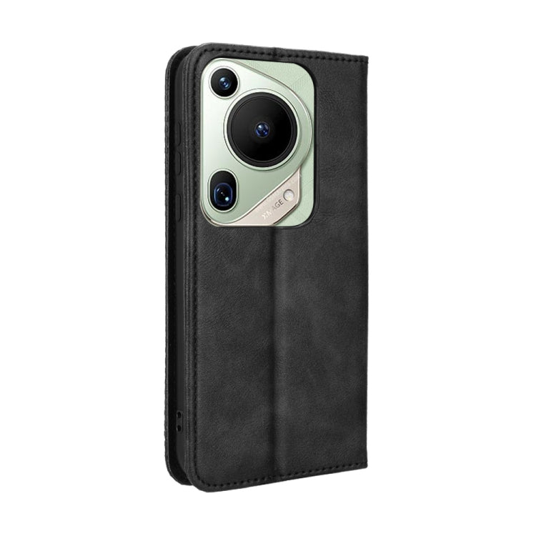 For Huawei Pura 70 Pro / 70 Pro+ Magnetic Buckle Retro Texture Leather Phone Case(Black) - Huawei Cases by PMC Jewellery | Online Shopping South Africa | PMC Jewellery | Buy Now Pay Later Mobicred