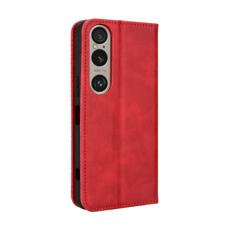 For Sony Xperia 1 VI 2024 Magnetic Buckle Retro Texture Leather Phone Case(Red) - Sony Cases by PMC Jewellery | Online Shopping South Africa | PMC Jewellery | Buy Now Pay Later Mobicred