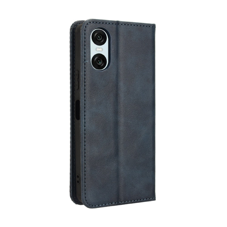 For Sony Xperia 10 VI 2024 Magnetic Buckle Retro Texture Leather Phone Case(Blue) - Sony Cases by PMC Jewellery | Online Shopping South Africa | PMC Jewellery | Buy Now Pay Later Mobicred