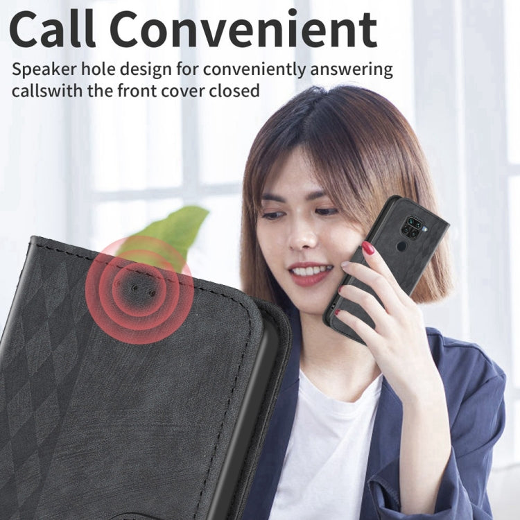 For Xiaomi Redmi Note 9 Plaid Embossed Leather Phone Case(Black) - Xiaomi Cases by PMC TechLife | Online Shopping South Africa | PMC TechLife | Buy Now Pay Later Mobicred