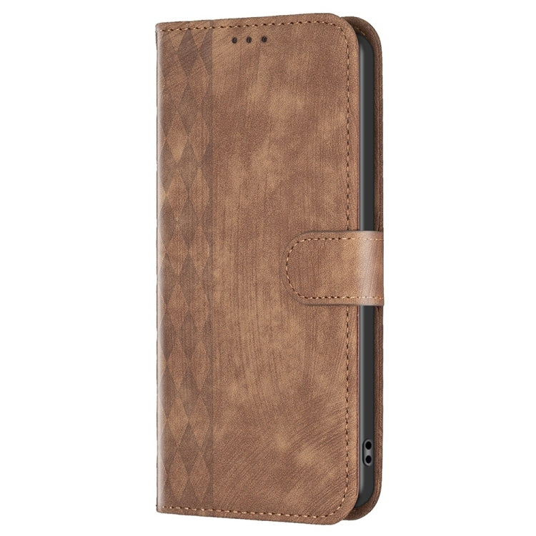 For Xiaomi Redmi Note 12 Pro+ Global Plaid Embossed Leather Phone Case(Brown) - Xiaomi Cases by PMC TechLife | Online Shopping South Africa | PMC TechLife | Buy Now Pay Later Mobicred