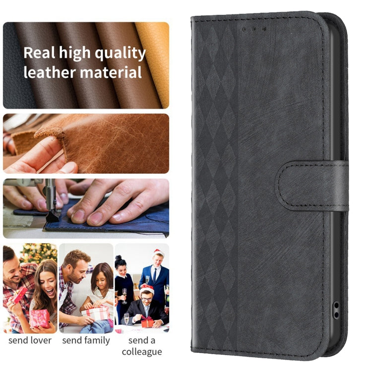 For Xiaomi Redmi Note 13 Pro+ 5G Plaid Embossed Leather Phone Case(Black) - Note 13 Pro+ Cases by PMC TechLife | Online Shopping South Africa | PMC TechLife | Buy Now Pay Later Mobicred