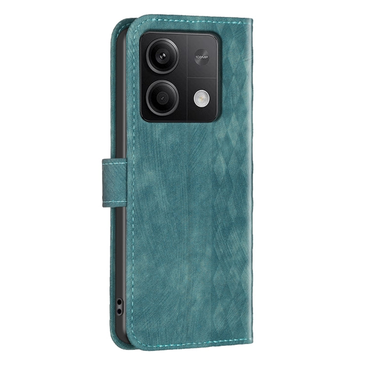 For Xiaomi Redmi Note 13 4G Global Plaid Embossed Leather Phone Case(Green) - Note 13 Cases by PMC TechLife | Online Shopping South Africa | PMC TechLife | Buy Now Pay Later Mobicred