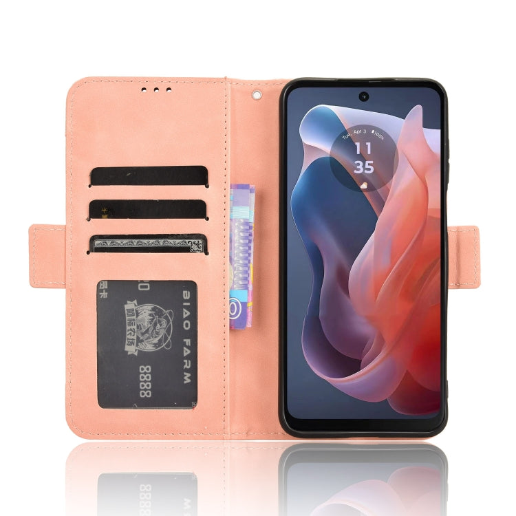 For Motorola Moto G Play 4G 2024 Skin Feel Calf Texture Card Slots Leather Phone Case(Pink) - Motorola Cases by PMC Jewellery | Online Shopping South Africa | PMC Jewellery | Buy Now Pay Later Mobicred