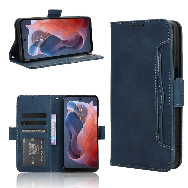 For Motorola Moto G Play 4G 2024 Skin Feel Calf Texture Card Slots Leather Phone Case(Blue) - Motorola Cases by PMC Jewellery | Online Shopping South Africa | PMC Jewellery | Buy Now Pay Later Mobicred