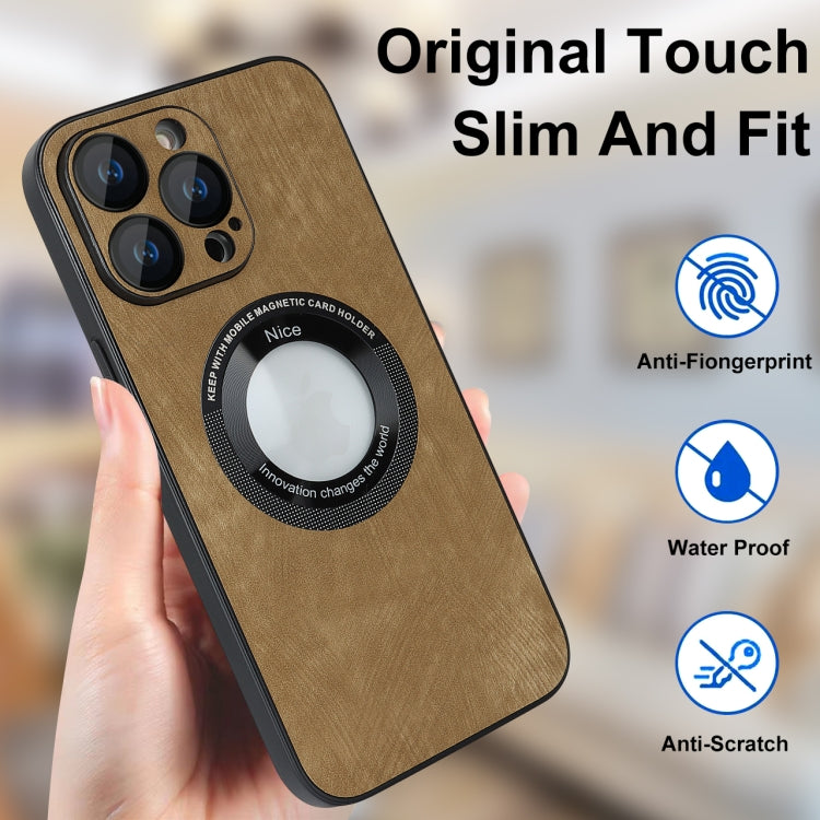 For iPhone 14 Pro Max Skin Feel Leather MagSafe Magnetic Phone Case(Brown) - iPhone 14 Pro Max Cases by PMC Jewellery | Online Shopping South Africa | PMC Jewellery