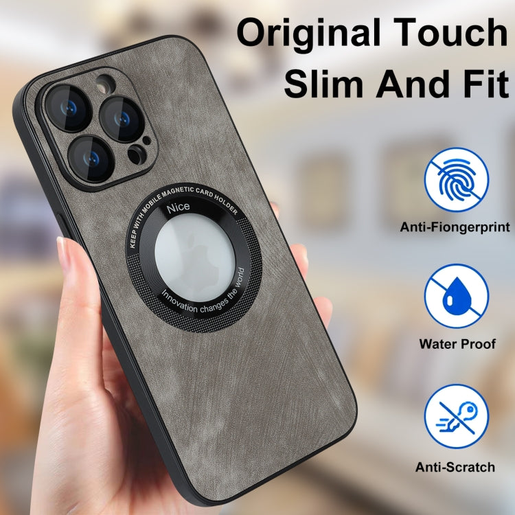 For iPhone 13 Pro Max Skin Feel Leather MagSafe Magnetic Phone Case(Grey) - iPhone 13 Pro Max Cases by PMC TechLife | Online Shopping South Africa | PMC TechLife